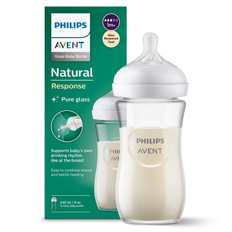 Стеклянная бутылочка для кормления Philips Avent Natural (природный поток), 1 мес+., 240 мл.