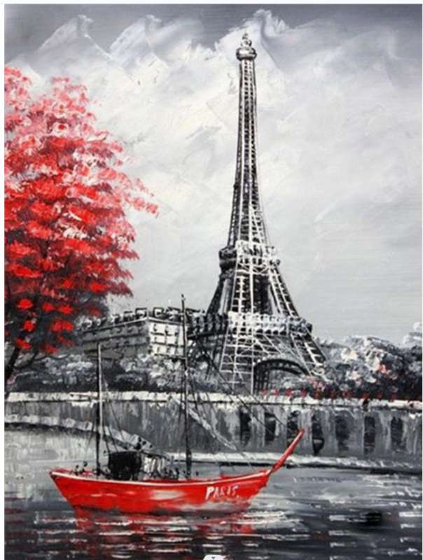 Алмазная мозаика 30х40 см Красная лодка в Париже, 26 цв., урв. 4