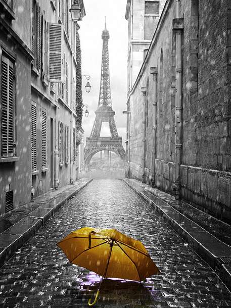 Алмазная мозаика 30х40 см Жёлтый зонт в Париже, 19 цв., урв. 4