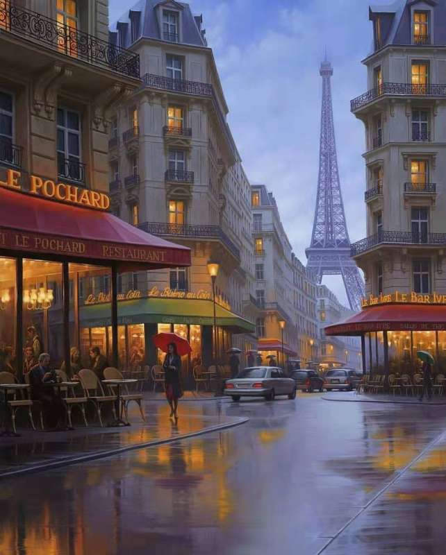 Картины по номерам 40х50 см Дождливый Париж,26 цв., урв. 4