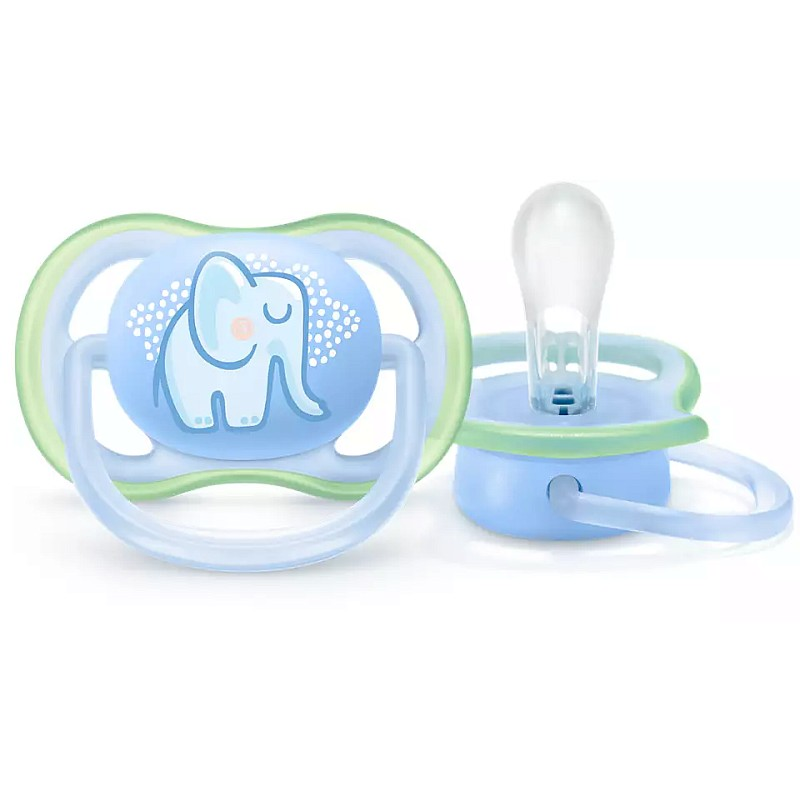 Philips Avent пустышка Ultra Air Deco, blue elephant, 0-6M 1 шт. мальчикам