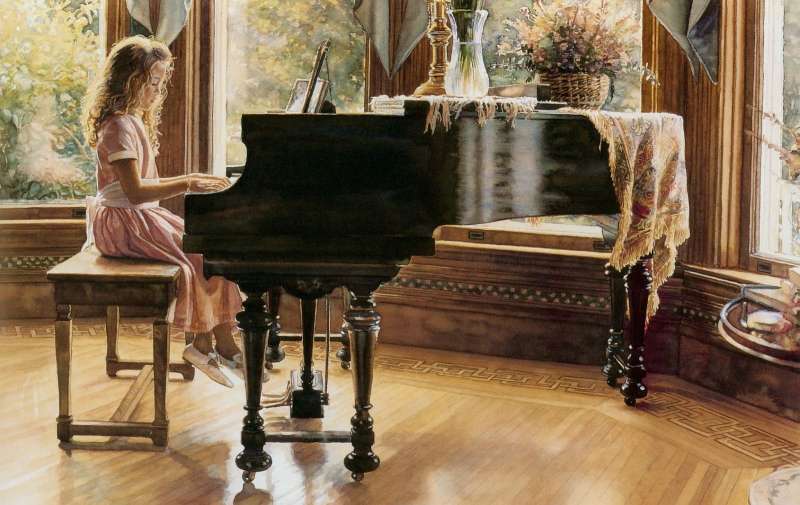 Картины по номерам 30х40 см Девочка за пианино