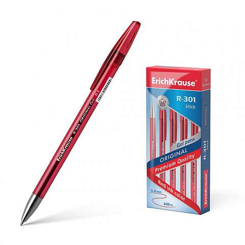 Гелевая ручка красная 0.5мм ERICHKRAUSE R-301 Original Gel