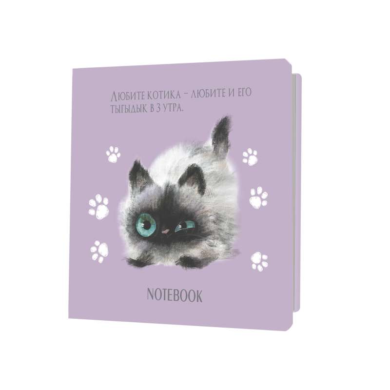 Notebook сиреневый. Любите котика - любите и его тыгыдык в 3 утра