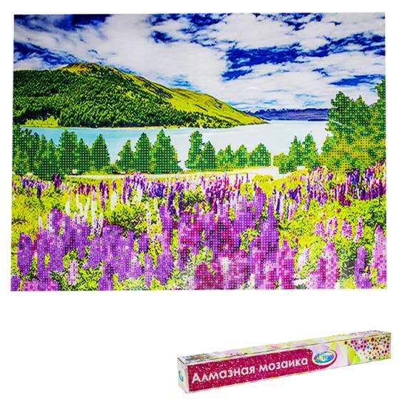 Алмазная мозаика 40х50 см - Пейзаж с озером 