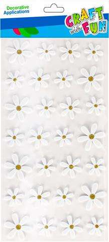 Декор-наклейка 28 шт. Цветы белые блестящие