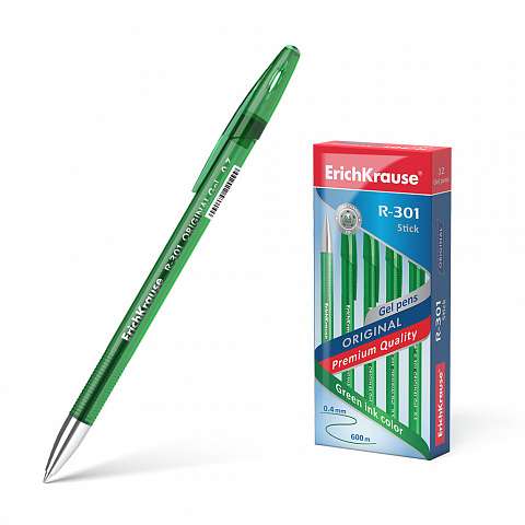 Ручка гелевая ErichKrause® R-301 Original Gel Stick 0.5, цвет чернил зеленый