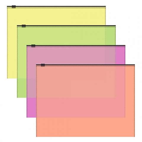 Zip-пакет пластиковый ErichKrause® Fizzy Neon, A4, полупрозрачный, ассорти