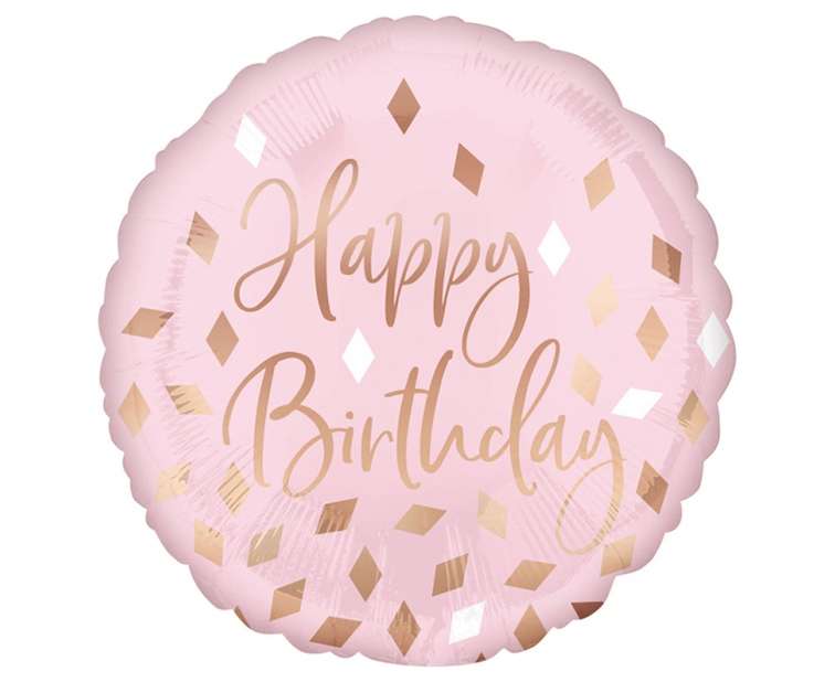 Фольгированный шар 18 CIR - Happy Birthday Pink