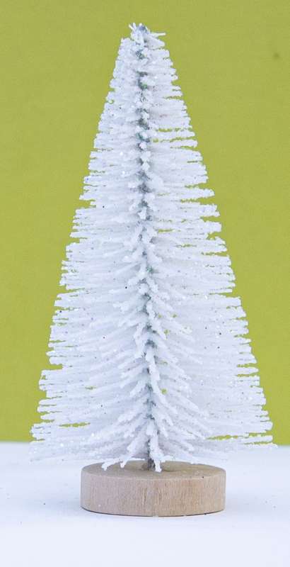 Новогодний декор- Блестящая белая новогодняя елка 8см