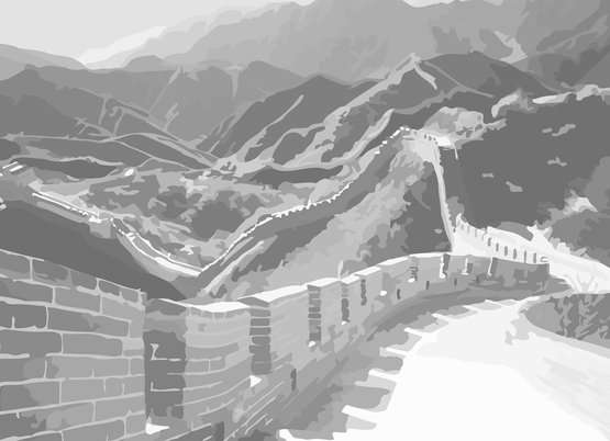 Холст на картоне с эскизом, Великая Китайская стена, 30х40 см 