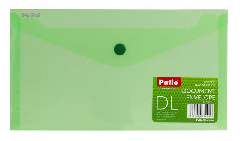 Папка DL 125x225мм с кнопкой PATIO зеленая