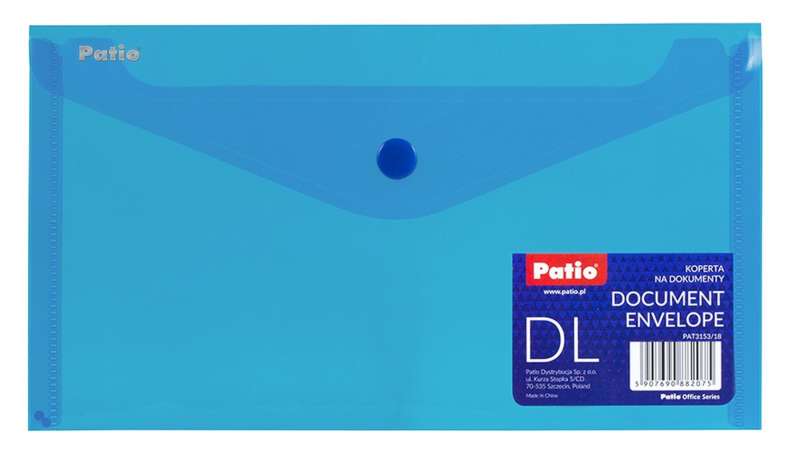 Папка DL 125x225мм с кнопкой PATIO синяя 