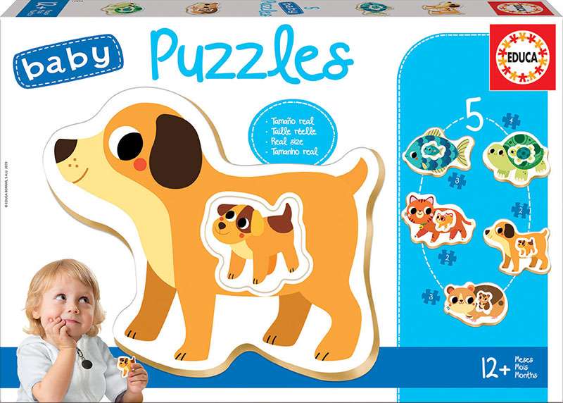 Puzzle EDUCA Дети животных, 5шт (2x2,2x3,1x4)