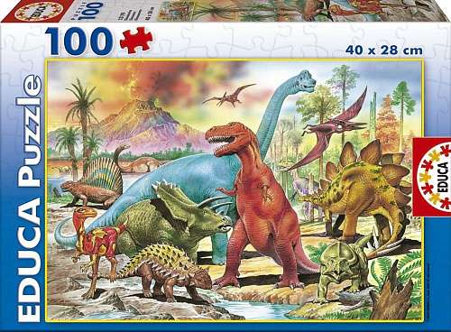 Puzzle EDUCA с клеем Динозавры, 100 деталей