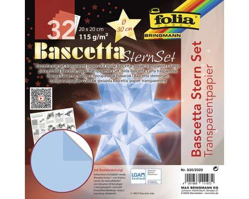 Бумага художественная FOLIA  Bascetta star, 20x 20см / 32 страницы, синяя
