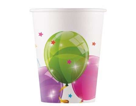 Стаканы бумажные "Sprakling Balloons" 200мл, 8 шт. 