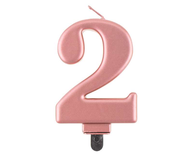 Свеча для торта "2" Розовый металлик 8,0см
