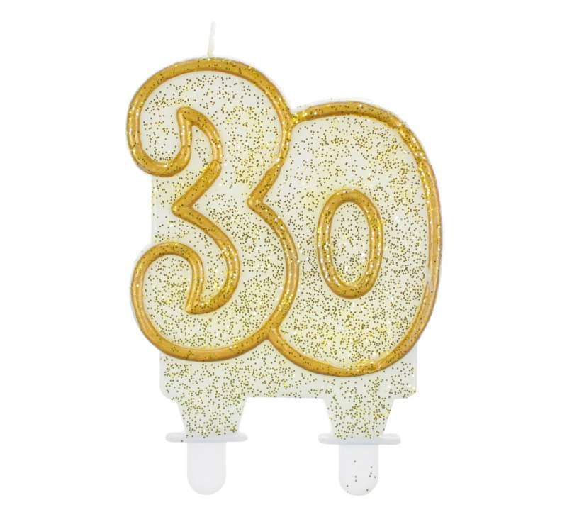 Свеча для торта "30" gold outlaine