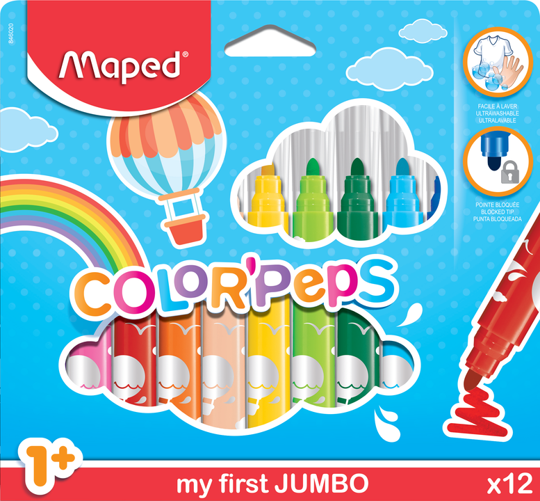Фломастеры MAPED Color Peps 12 цветов,Maxi