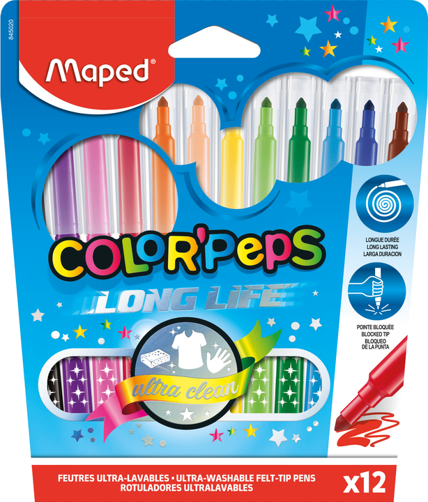 Фломастеры MAPED ColorPeps Long Life 12 цветов
