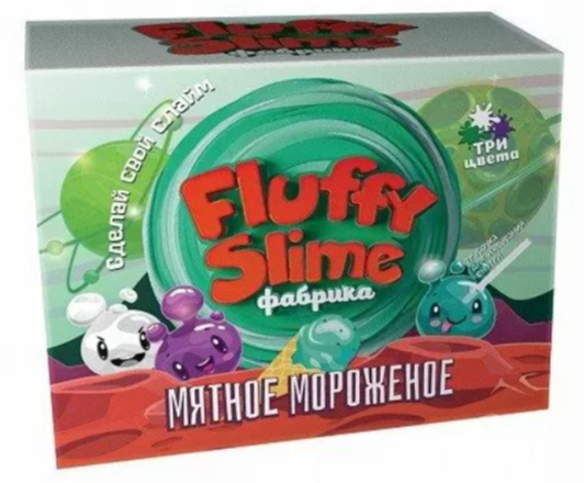 Слайм Fluffy Silime фабрика. Мятное мороженое