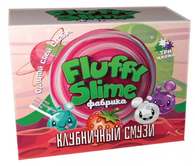 Слайм Fluffy Slime фабрика. Клубничный смузи