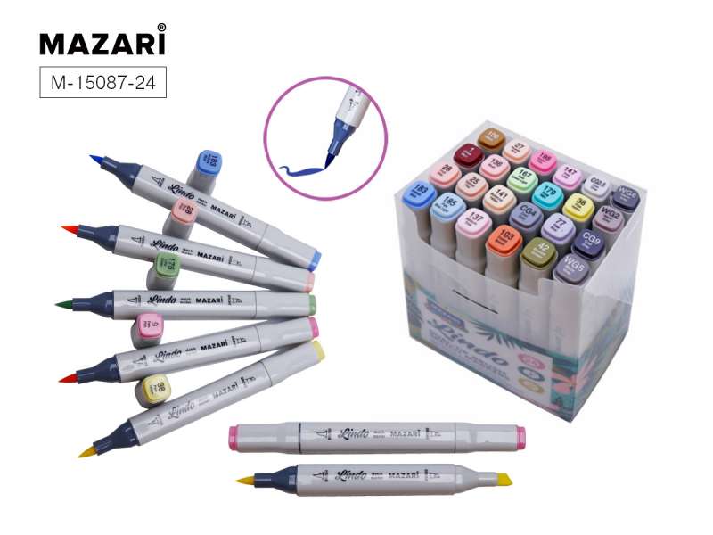 Набор маркеров для скетчинга двусторонних LINDO,24цв., Pastel colors, пастельные цвета