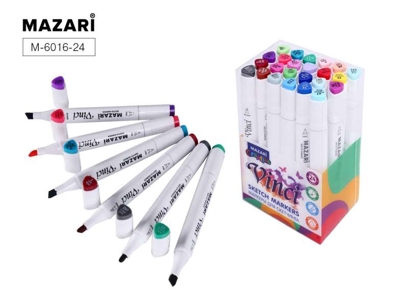 Набор маркеров для скетчинга двусторонние VINCI, 24цв., Main colors (основные цвета)