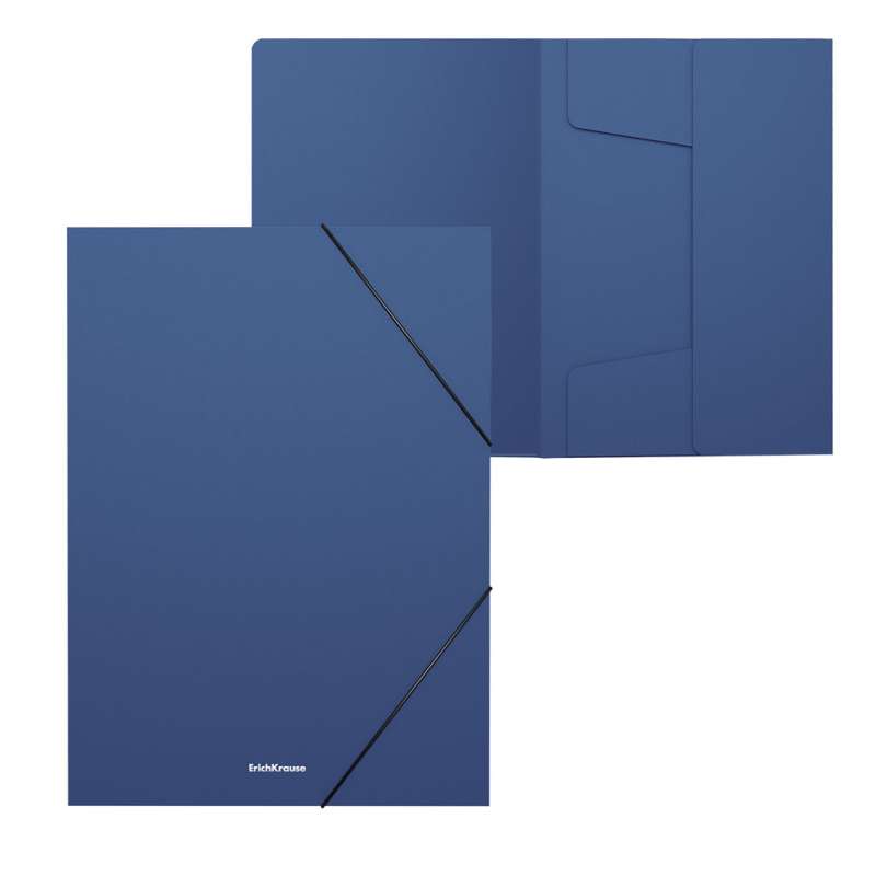 Папка на резинках пластиковая ErichKrause Matt Classic, 30мм, A4, синий 