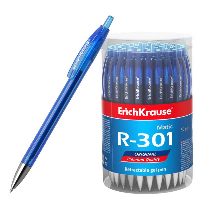 Ручка гелевая автоматическая ErichKrause R-301 Original Gel Matic 0.5, цвет чернил синий
