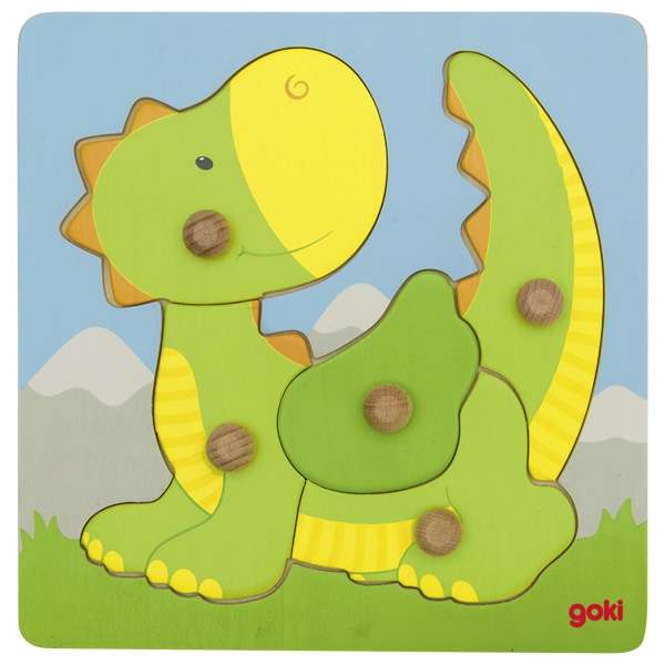 Деревянный пазл GOKI с пуговицами - Динозавр