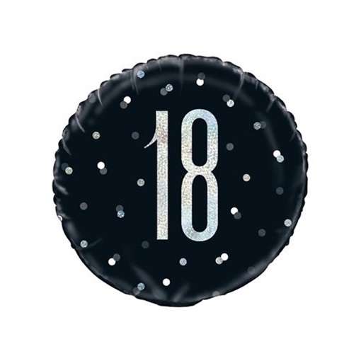 Фольгированный шар 18 "PARTY Nr. 18" черный 45,7см