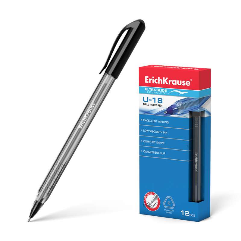 Ручка шариковая ErichKrause U-18, Ultra Glide Technology, цвет чернил черный