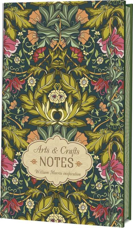 Записная книжка Arts and Crafts NOTES по мотивам работ Уильяма Морриса (зеленая с роз. цветами)