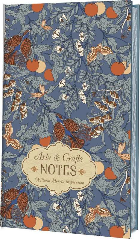 Записная книжка Arts and Crafts NOTES по мотивам работ Уильяма Морриса (голубая с красной птицей)
