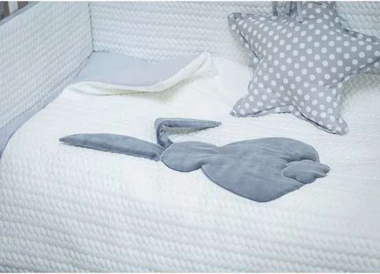 Комплект постельного белья Кролик 3 предмета, белый/серый цвет