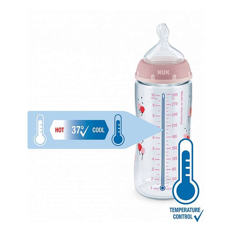 NUK Firs Choice PP бутылочка с индикатором контроля температуры 300мл с латексным носиком 0-6m