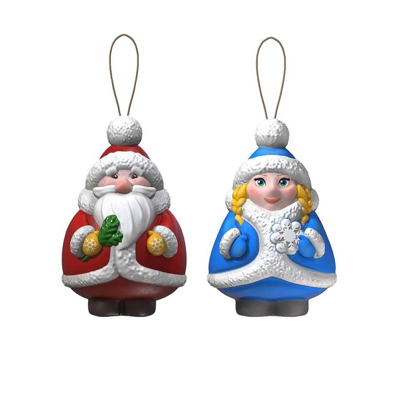 Роспись ёлочных игрушек Дед Мороз и Снегурочка 