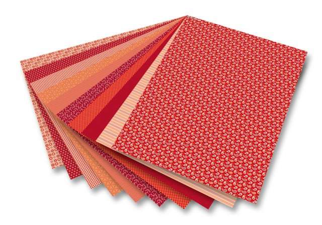 Дизайнерский картонный набор FOLIA Basics красный 24x34см, 30 стр Mix