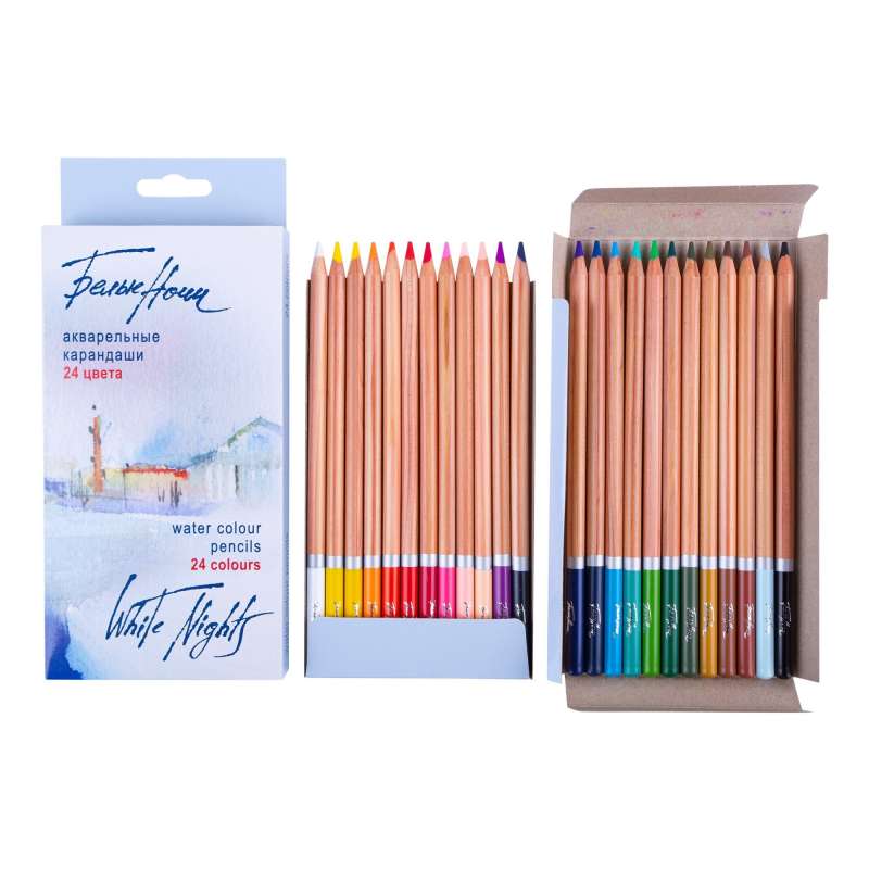 Набор акварельных карандашей, 24 цвета, в картонной коробке