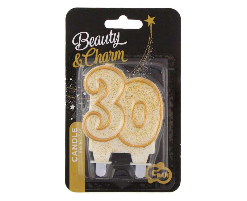 Свеча для торта "30" gold outlaine