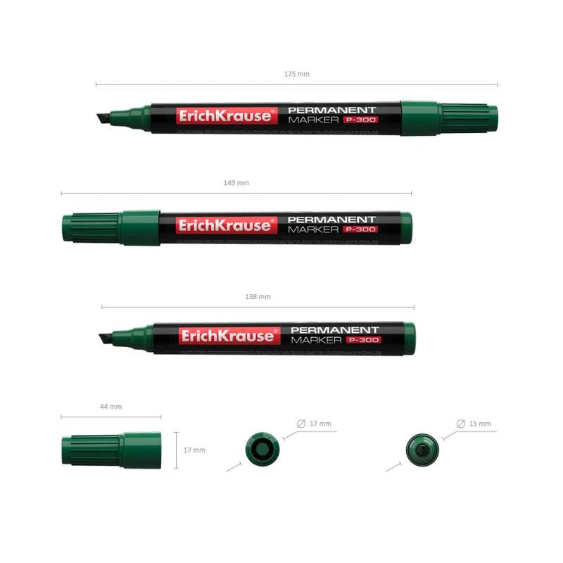 Перманентный маркер ErichKrause P-300, цвет чернил зеленый