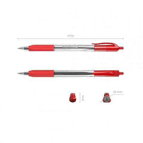 Ручка шариковая автоматическая ErichKrause U-29, Ultra Glide Technology, цвет чернил красный