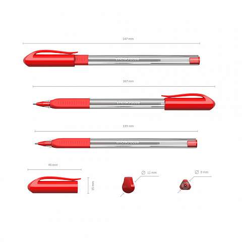 Ручка шариковая ErichKrause U-19, Ultra Glide Technology, цвет чернил красный