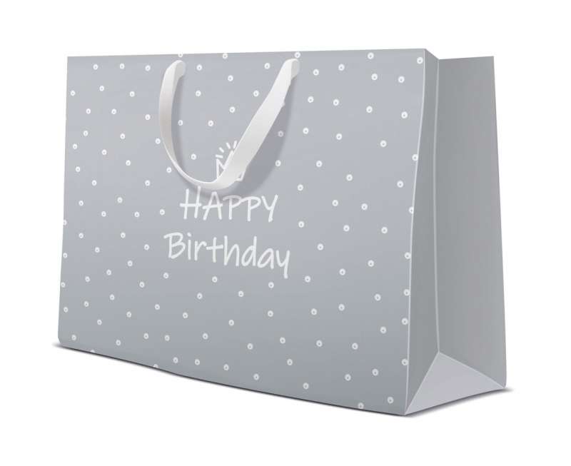 Подарочный пакет PAW Happy Birthday, серый