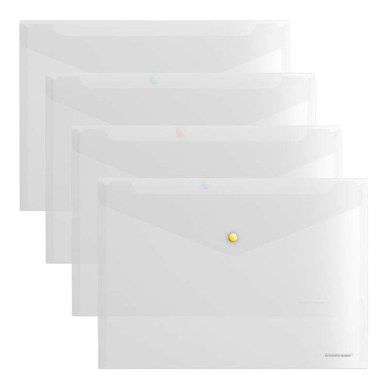 Папка-конверт на кнопке пластиковая ErichKrause Glossy Clear с цветной кнопкой, A4, прозрачный
