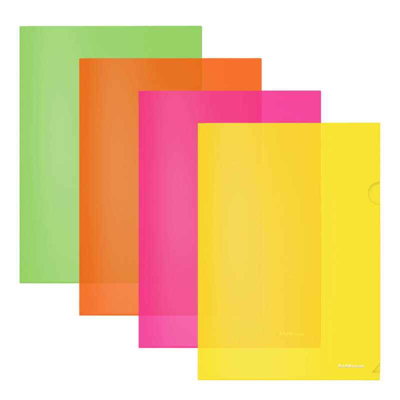 Папка-уголок пластиковая ErichKrause Fizzy Neon, A4, полупрозрачная, ассорти