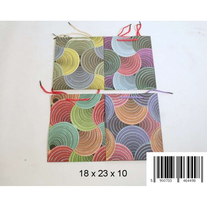 Подарочный пакет 12*23 разноцветные узоры